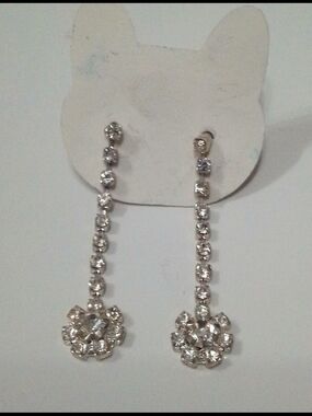 Crystal Drop Dangle Earrings - Silver Tone